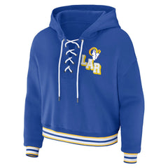 Los Angeles Rams WEAR by Erin Andrews Women's Lace-Up Pullover Hoodie Royal - NFL