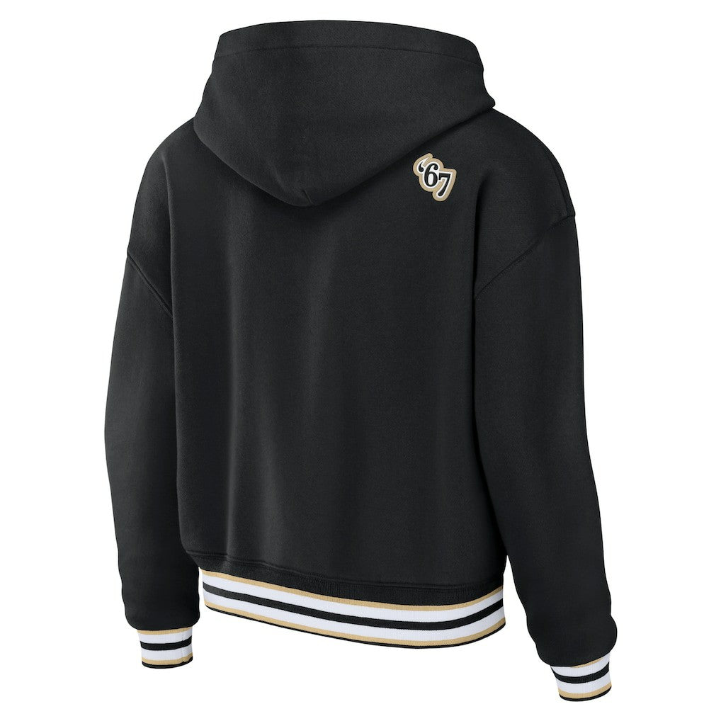 New Orleans Saints WEAR by Erin Andrews Women's Lace-Up Pullover Hoodie Black - NFL