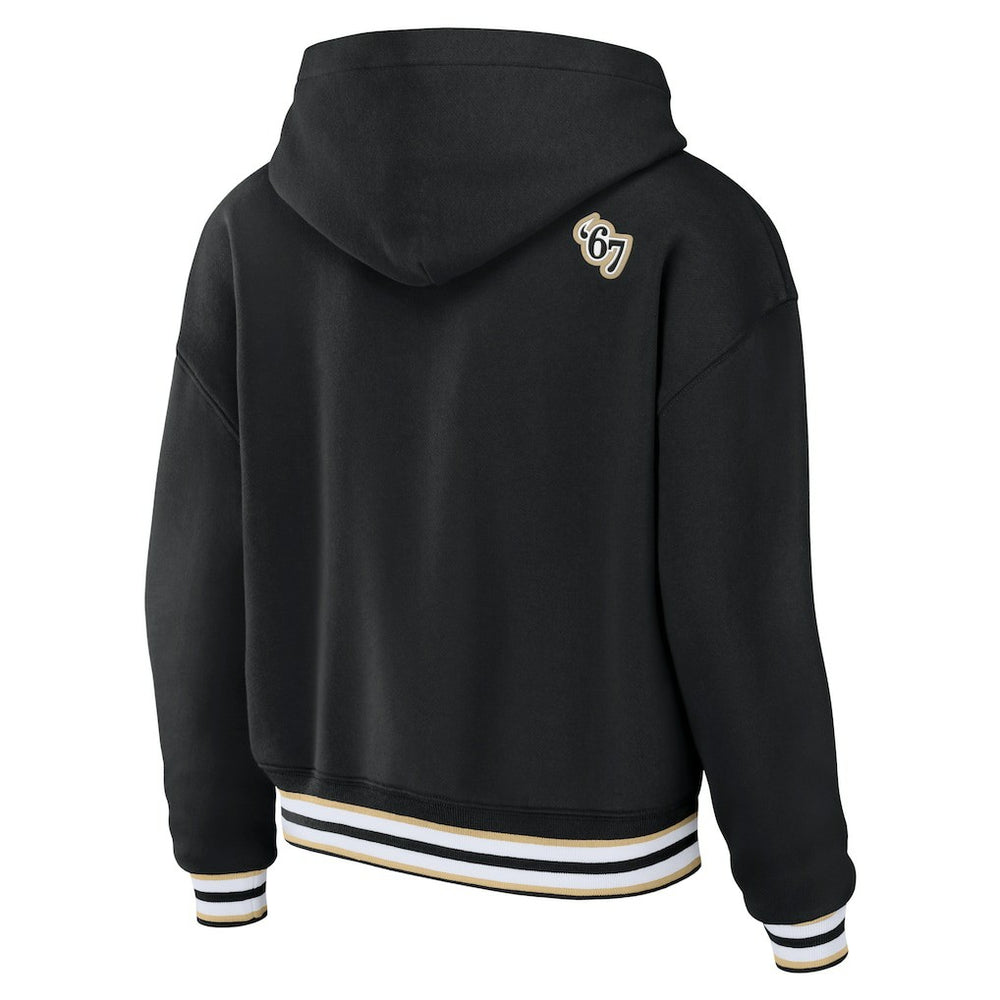 New Orleans Saints WEAR by Erin Andrews Women's Lace-Up Pullover Hoodie Black - NFL
