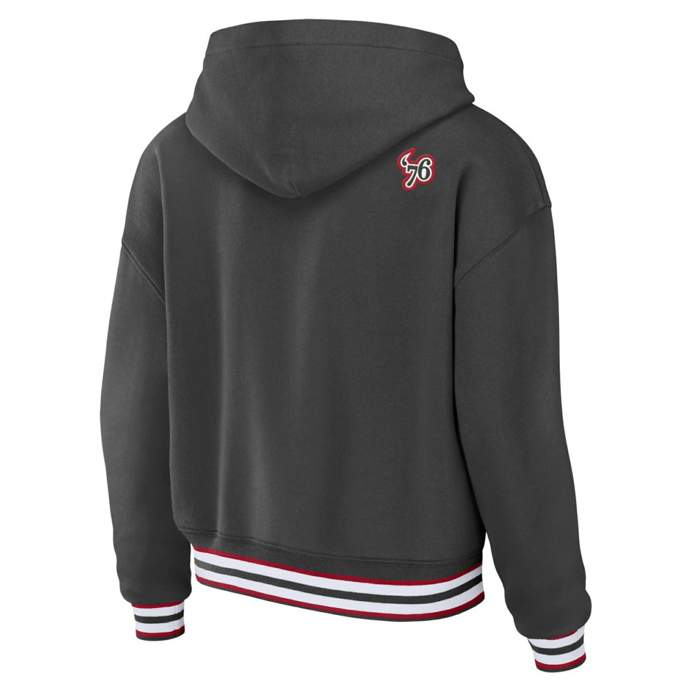 Tampa Bay Buccaneers WEAR by Erin Andrews Women's Lace-Up Pullover Hoodie Pewter - NFL