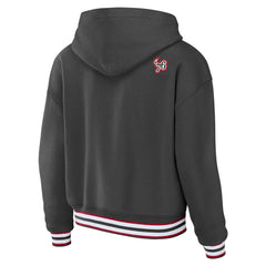 Tampa Bay Buccaneers WEAR by Erin Andrews Women's Lace-Up Pullover Hoodie Pewter - NFL