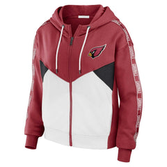 Arizona Cardinals WEAR by Erin Andrews Women's Color Block Light Weight Modest Crop Full-Zip Hoodie Cardinal/White - NFL