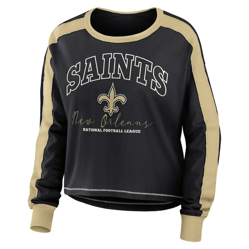 New Orleans Saints WEAR by Erin Andrews Women's Plus Size Colorblock Long Sleeve T-Shirt Black - NFL