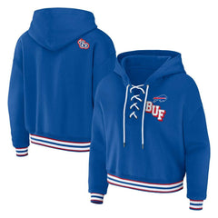 Buffalo Bills WEAR by Erin Andrews Women's Plus Size Lace-Up Pullover Hoodie Royal - NFL