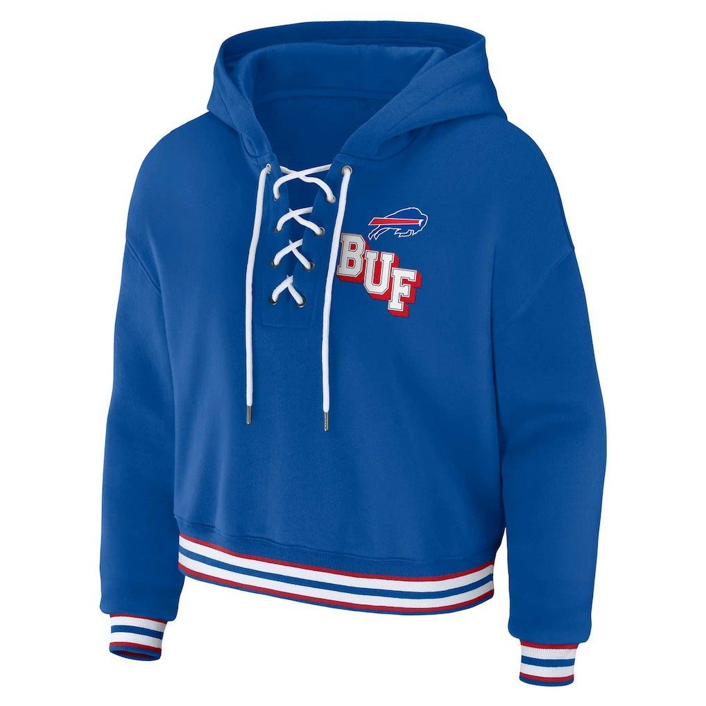 Buffalo Bills WEAR by Erin Andrews Women's Plus Size Lace-Up Pullover Hoodie Royal - NFL