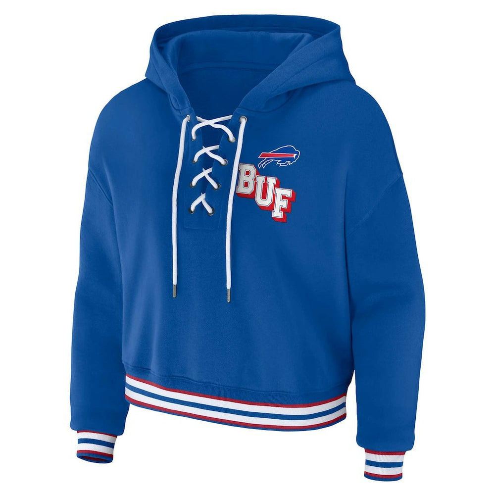 Buffalo Bills WEAR by Erin Andrews Women's Plus Size Lace-Up Pullover Hoodie Royal - NFL