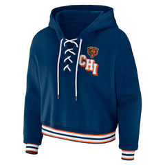 Chicago Bears WEAR by Erin Andrews Women's Plus Size Lace-Up Pullover Hoodie Navy - NFL