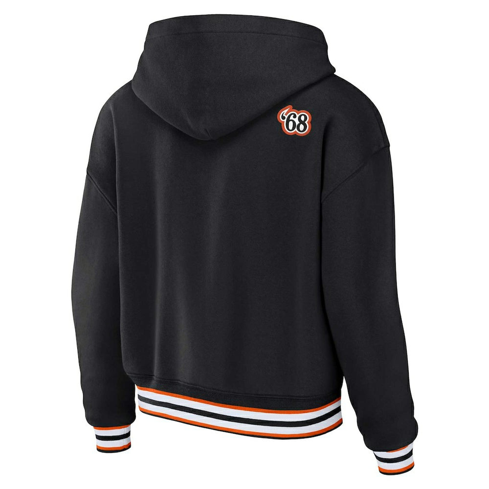 Cincinnati Bengals WEAR by Erin Andrews Women's Plus Size Lace-Up Pullover Hoodie Black - NFL