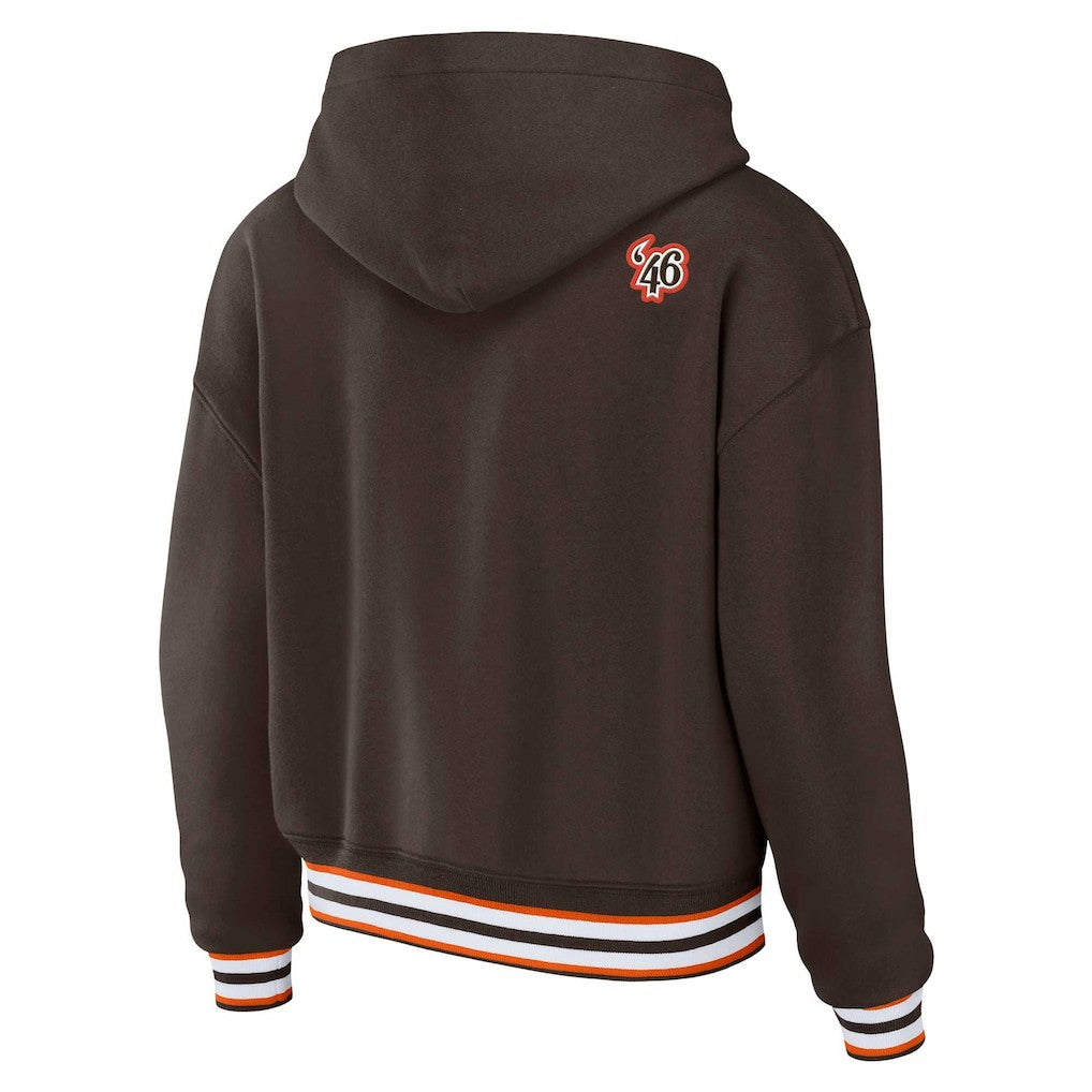 Cleveland Browns WEAR by Erin Andrews Women's Plus Size Lace-Up Pullover Hoodie Brown - NFL