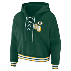 Green Bay Packers WEAR by Erin Andrews Women's Plus Size Lace-Up Pullover Hoodie Green - NFL