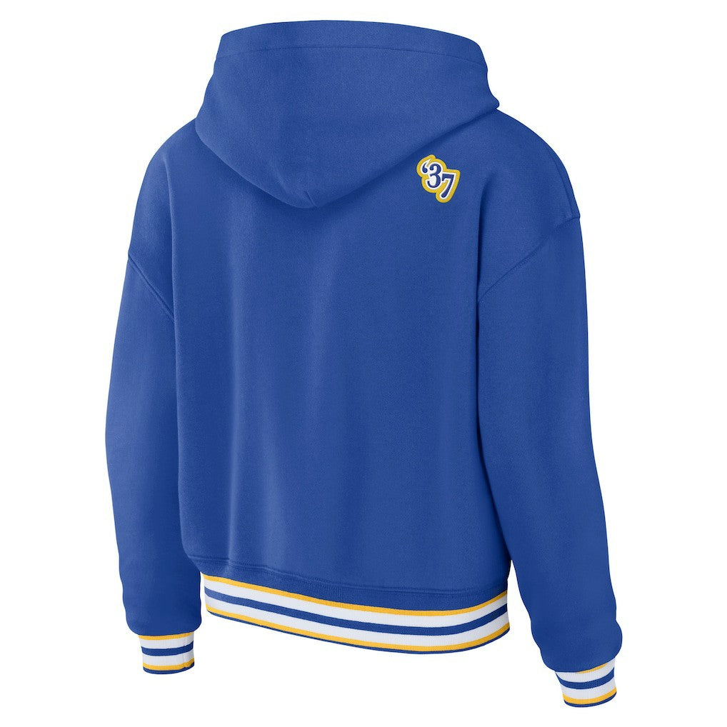 Los Angeles Rams WEAR by Erin Andrews Women's Plus Size Lace-Up Pullover Hoodie Royal - NFL