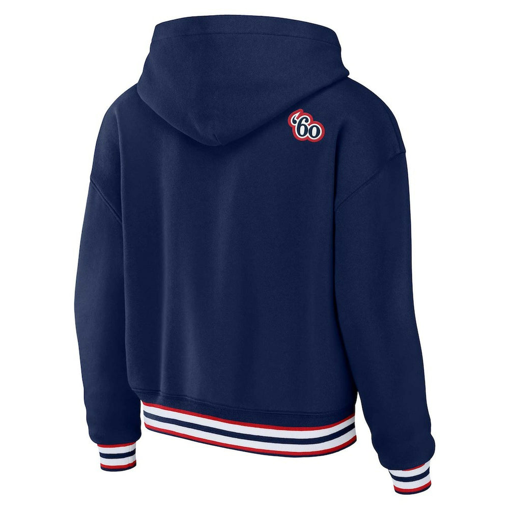 New England Patriots WEAR by Erin Andrews Women's Plus Size Lace-Up Pullover Hoodie Navy - NFL