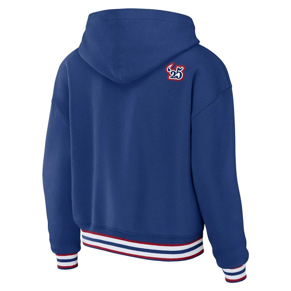 New York Giants WEAR by Erin Andrews Women's Plus Size Lace-Up Pullover Hoodie Royal - NFL