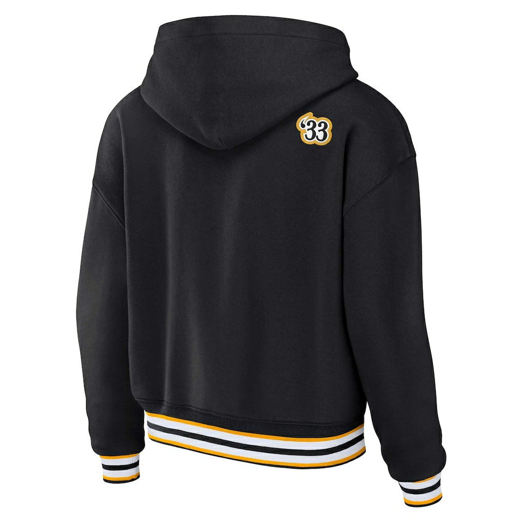 Pittsburgh Steelers WEAR by Erin Andrews Women's Plus Size Lace-Up Pullover Hoodie Black - NFL
