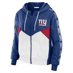 New York Giants WEAR by Erin Andrews Women's Plus Size Color Block Full-Zip Hoodie Royal/White - NFL