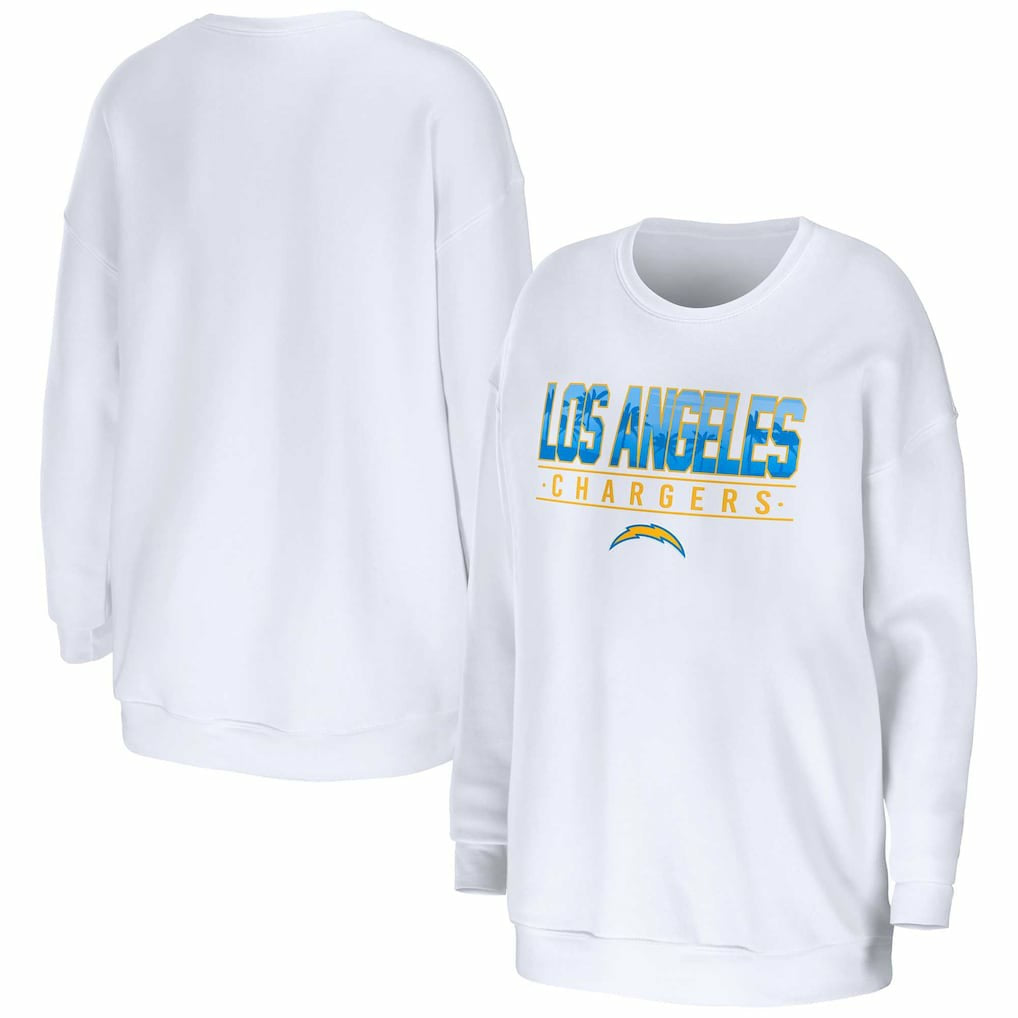 Los Angeles Chargers WEAR by Erin Andrews Women's Domestic Pullover Sweatshirt White - NFL