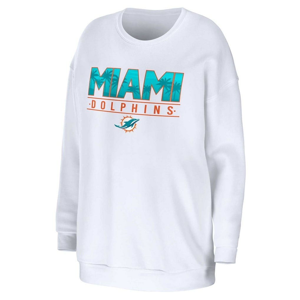 Miami Dolphins WEAR by Erin Andrews Women's Domestic Pullover Sweatshirt White - NFL