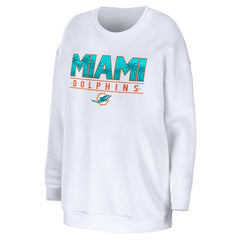 Miami Dolphins WEAR by Erin Andrews Women's Domestic Pullover Sweatshirt White - NFL