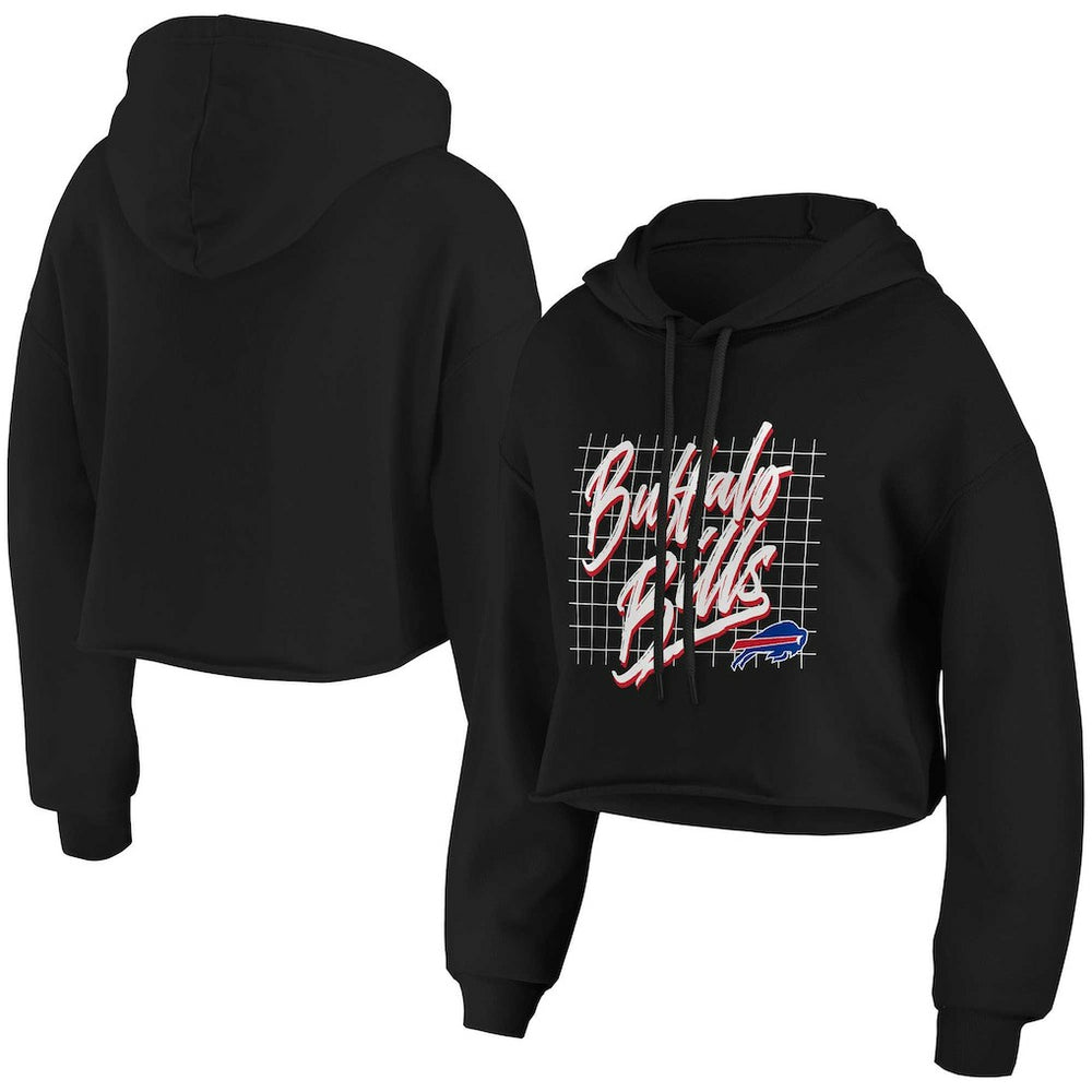 Buffalo Bills WEAR by Erin Andrews Women's Domestic Cropped Pullover Hoodie Black - NFL