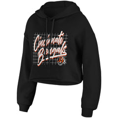 Cincinnati Bengals WEAR by Erin Andrews Women's Domestic Cropped Pullover Hoodie Black - NFL
