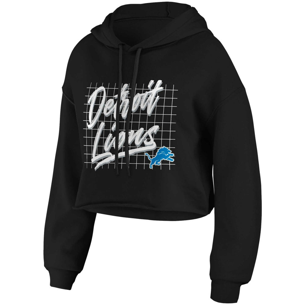 Detroit Lions WEAR by Erin Andrews Women's Domestic Cropped Pullover Hoodie Black - NFL