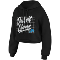 Detroit Lions WEAR by Erin Andrews Women's Domestic Cropped Pullover Hoodie Black - NFL
