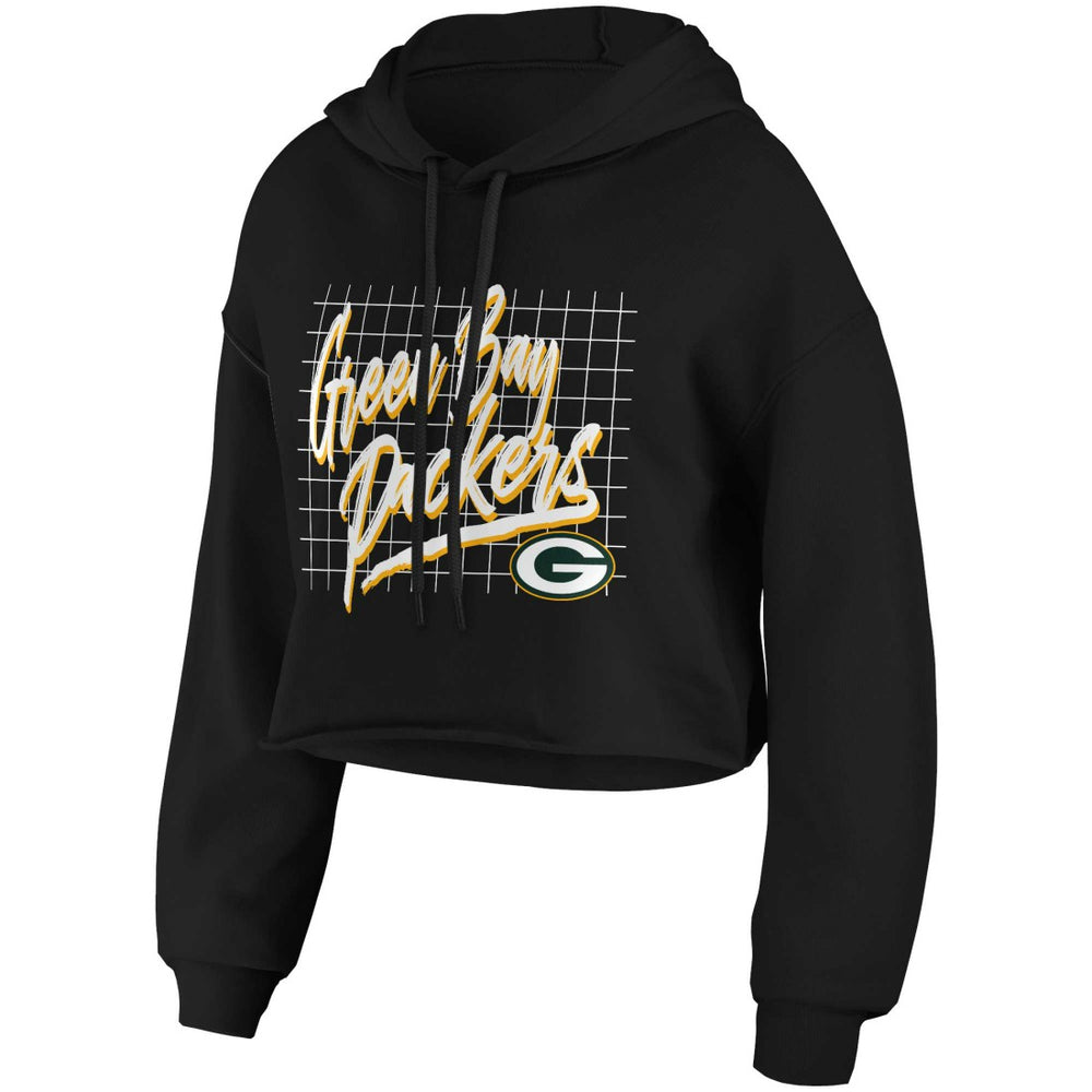 Green Bay Packers WEAR by Erin Andrews Women's Domestic Cropped Pullover Hoodie Black - NFL