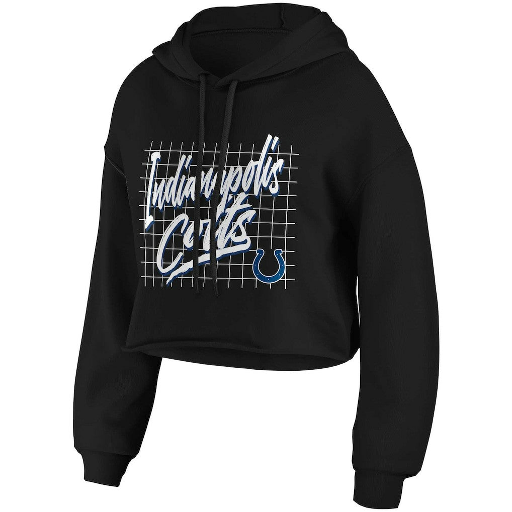 Indianapolis Colts WEAR by Erin Andrews Women's Domestic Cropped Pullover Hoodie Black - NFL