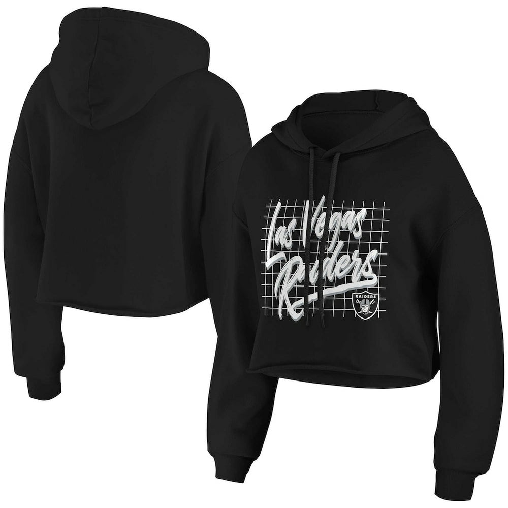 Las Vegas Raiders WEAR by Erin Andrews Women's Domestic Cropped Pullover Hoodie Black - NFL