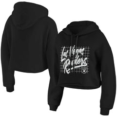 Las Vegas Raiders WEAR by Erin Andrews Women's Domestic Cropped Pullover Hoodie Black - NFL