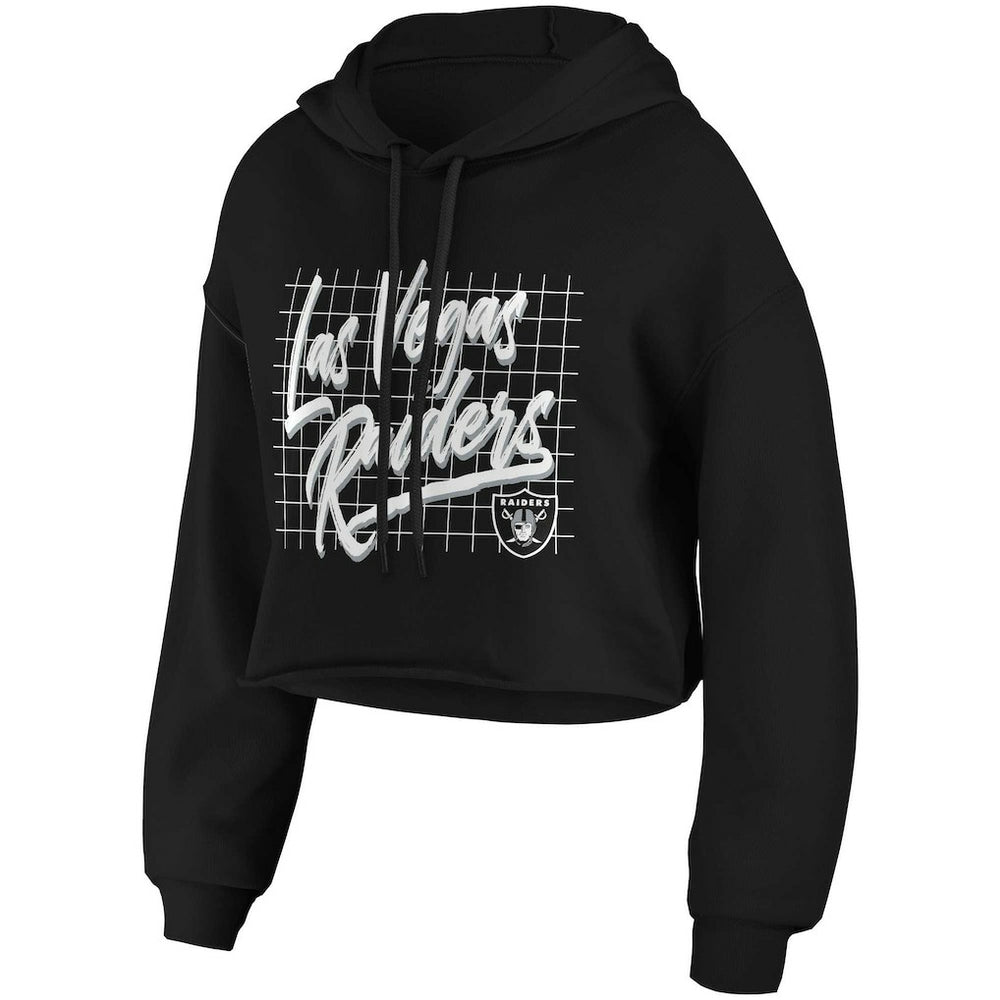 Las Vegas Raiders WEAR by Erin Andrews Women's Domestic Cropped Pullover Hoodie Black - NFL