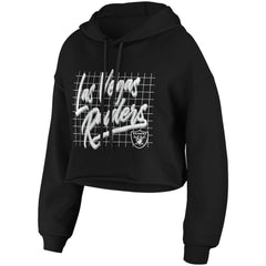 Las Vegas Raiders WEAR by Erin Andrews Women's Domestic Cropped Pullover Hoodie Black - NFL