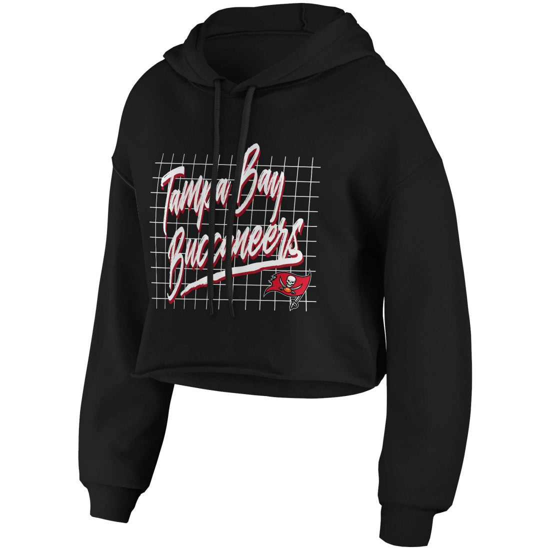 Tampa Bay Buccaneers WEAR by Erin Andrews Women's Domestic Cropped Pullover Hoodie Black - NFL