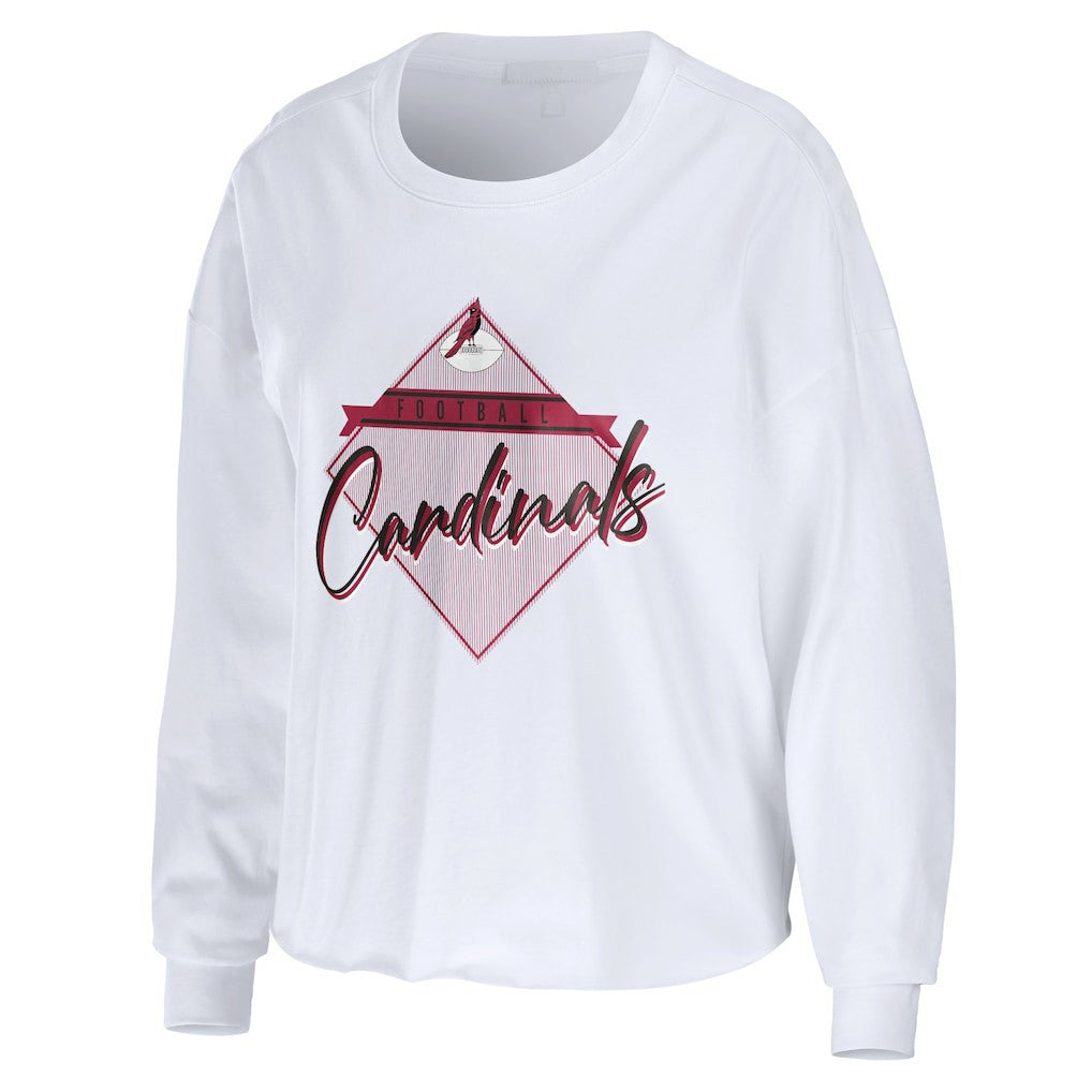 Arizona Cardinals WEAR by Erin Andrews Women's Domestic Cropped Long Sleeve T-Shirt White - NFL