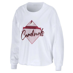 Arizona Cardinals WEAR by Erin Andrews Women's Domestic Cropped Long Sleeve T-Shirt White - NFL