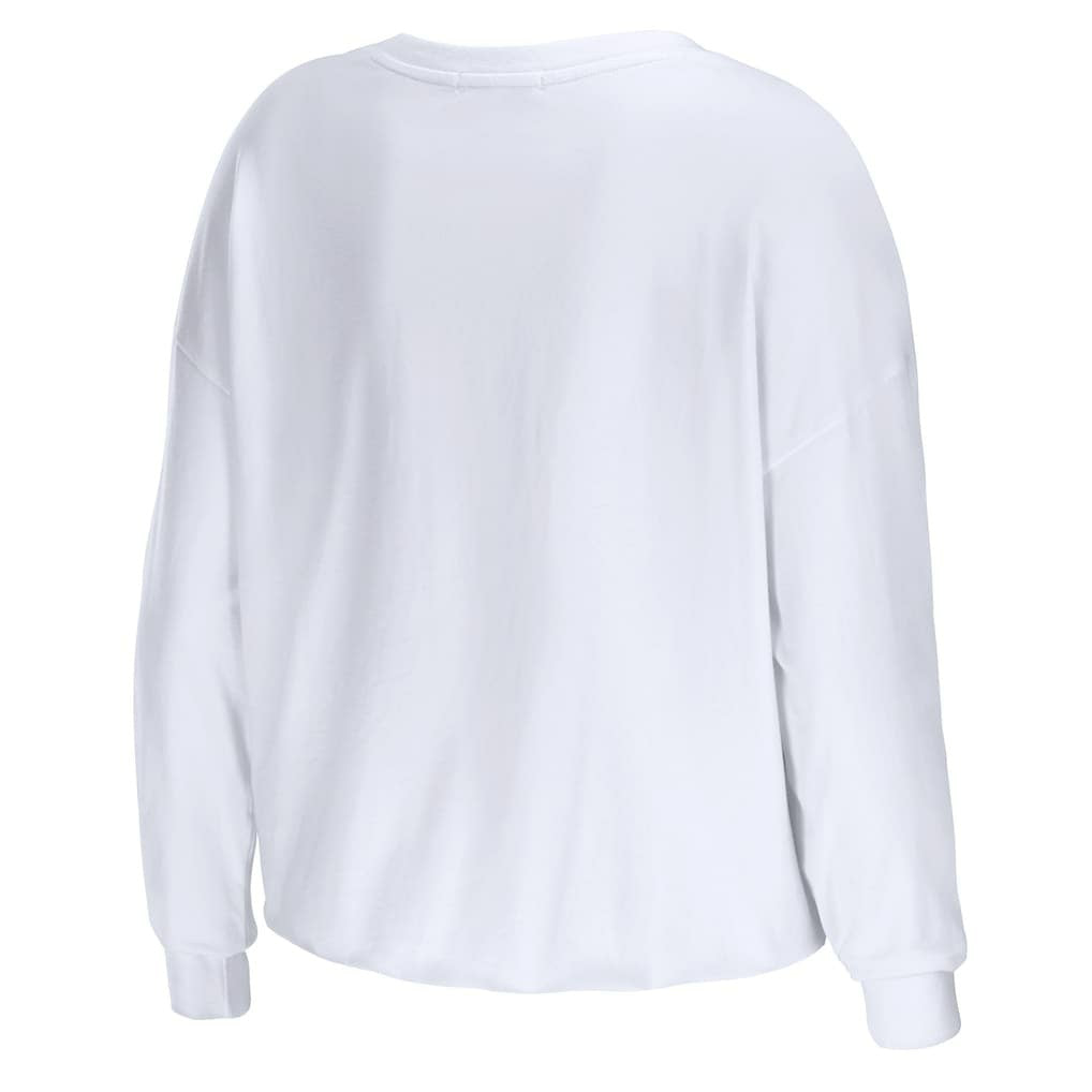 Los Angeles Rams WEAR by Erin Andrews Women's Domestic Cropped Long Sleeve T-Shirt White - NFL