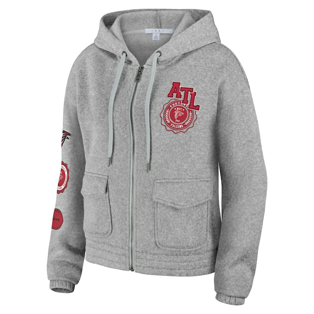 Atlanta Falcons WEAR by Erin Andrews Women's Full-Zip Hoodie Heather Gray - NFL