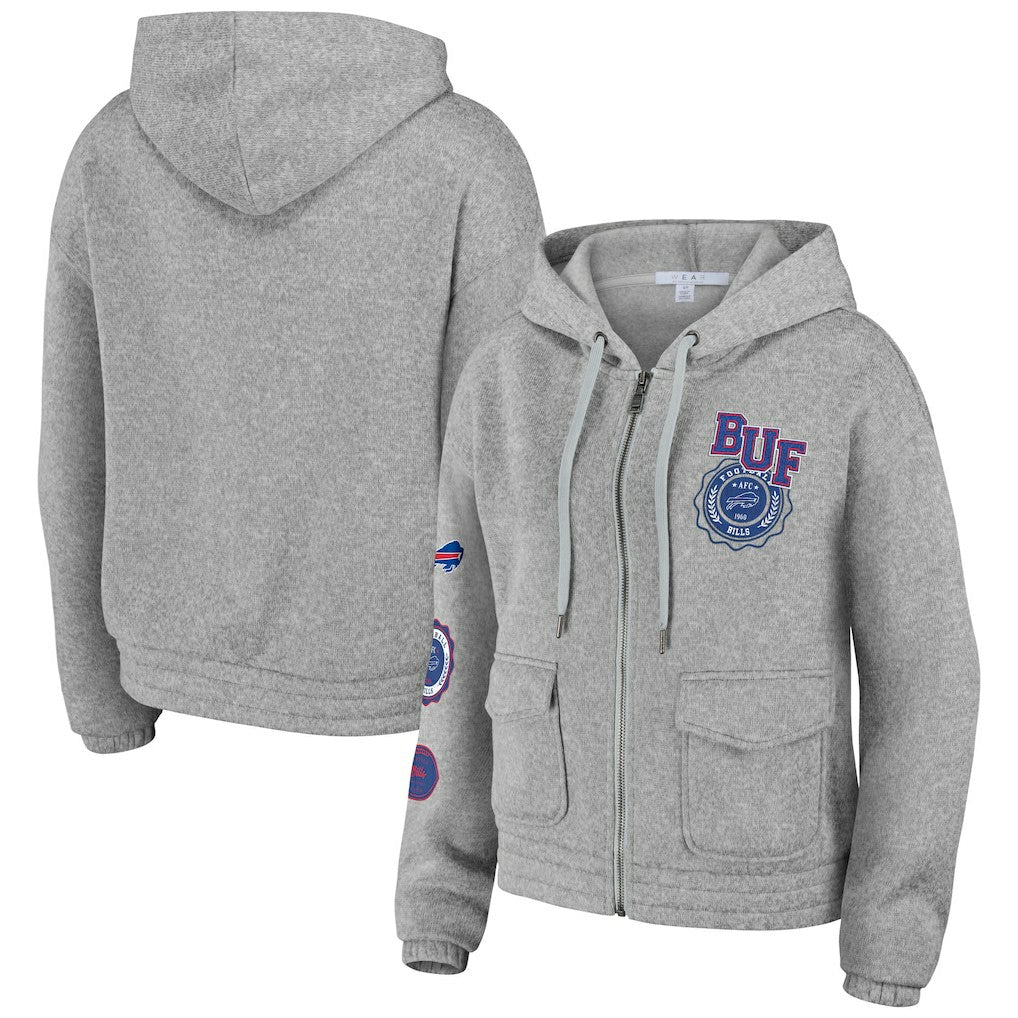 Buffalo Bills WEAR by Erin Andrews Women's Full-Zip Hoodie Heather Gray - NFL