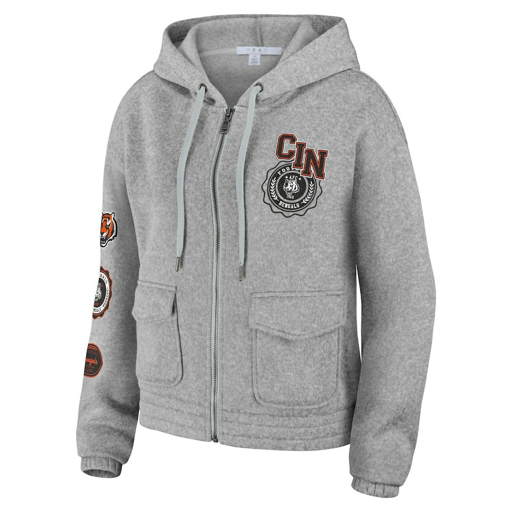Cincinnati Bengals WEAR by Erin Andrews Women's Full-Zip Hoodie Heather Gray - NFL