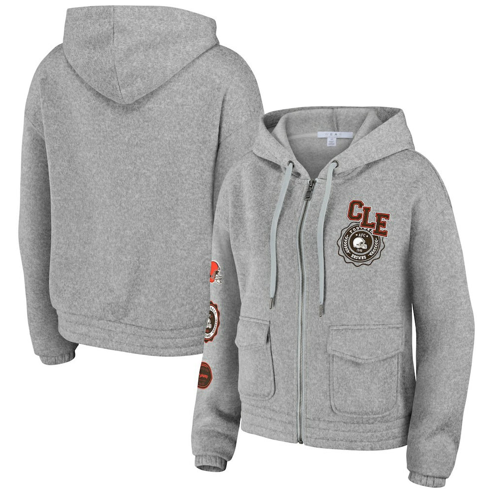 Cleveland Browns WEAR by Erin Andrews Women's Full-Zip Hoodie Heather Gray - NFL