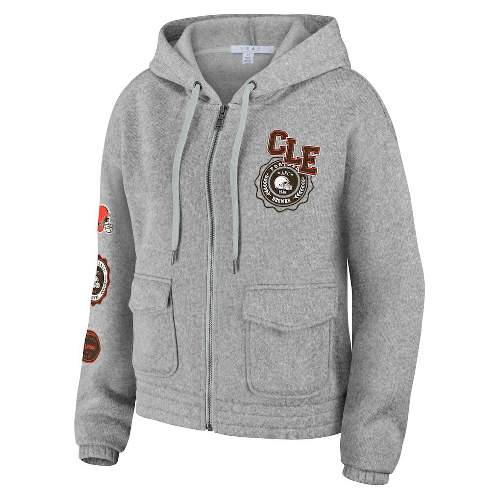 Cleveland Browns WEAR by Erin Andrews Women's Full-Zip Hoodie Heather Gray - NFL