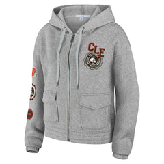 Cleveland Browns WEAR by Erin Andrews Women's Full-Zip Hoodie Heather Gray - NFL