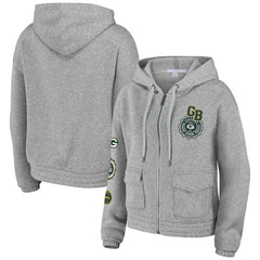 Green Bay Packers WEAR by Erin Andrews Women's Full-Zip Hoodie Heather Gray - NFL