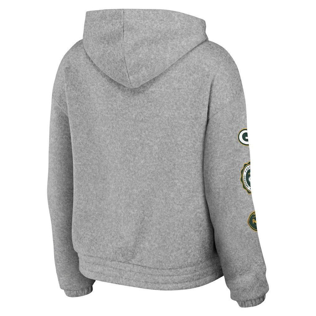 Green Bay Packers WEAR by Erin Andrews Women's Full-Zip Hoodie Heather Gray - NFL