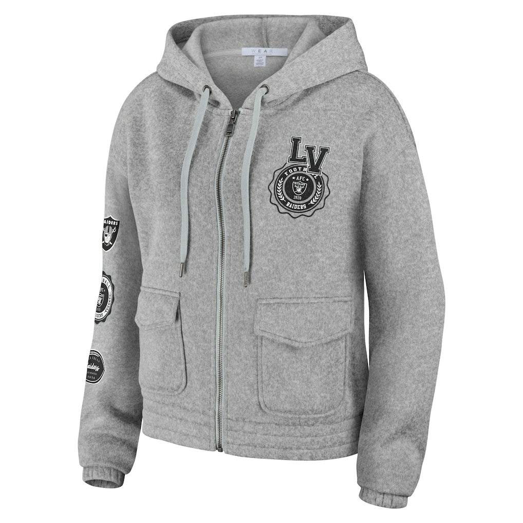 Las Vegas Raiders WEAR by Erin Andrews Women's Full-Zip Hoodie Heather Gray - NFL