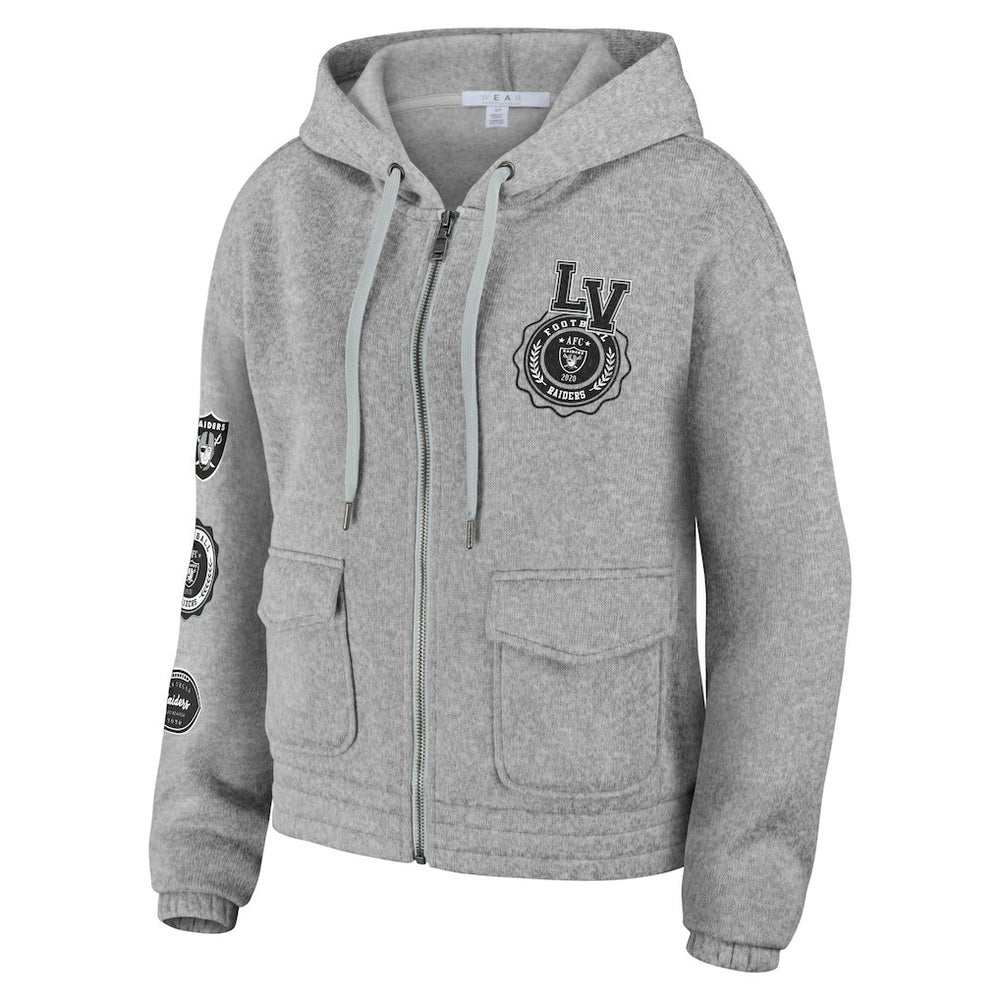 Las Vegas Raiders WEAR by Erin Andrews Women's Full-Zip Hoodie Heather Gray - NFL