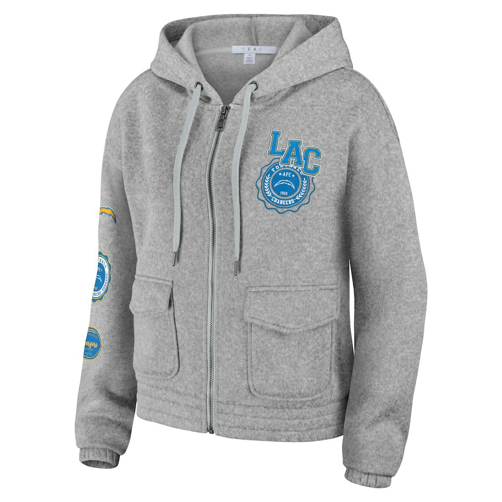 Los Angeles Chargers WEAR by Erin Andrews Women's Full-Zip Hoodie Heather Gray - NFL