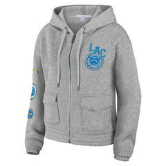 Los Angeles Chargers WEAR by Erin Andrews Women's Full-Zip Hoodie Heather Gray - NFL