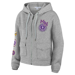 Minnesota Vikings WEAR by Erin Andrews Women's Full-Zip Hoodie Heather Gray - NFL