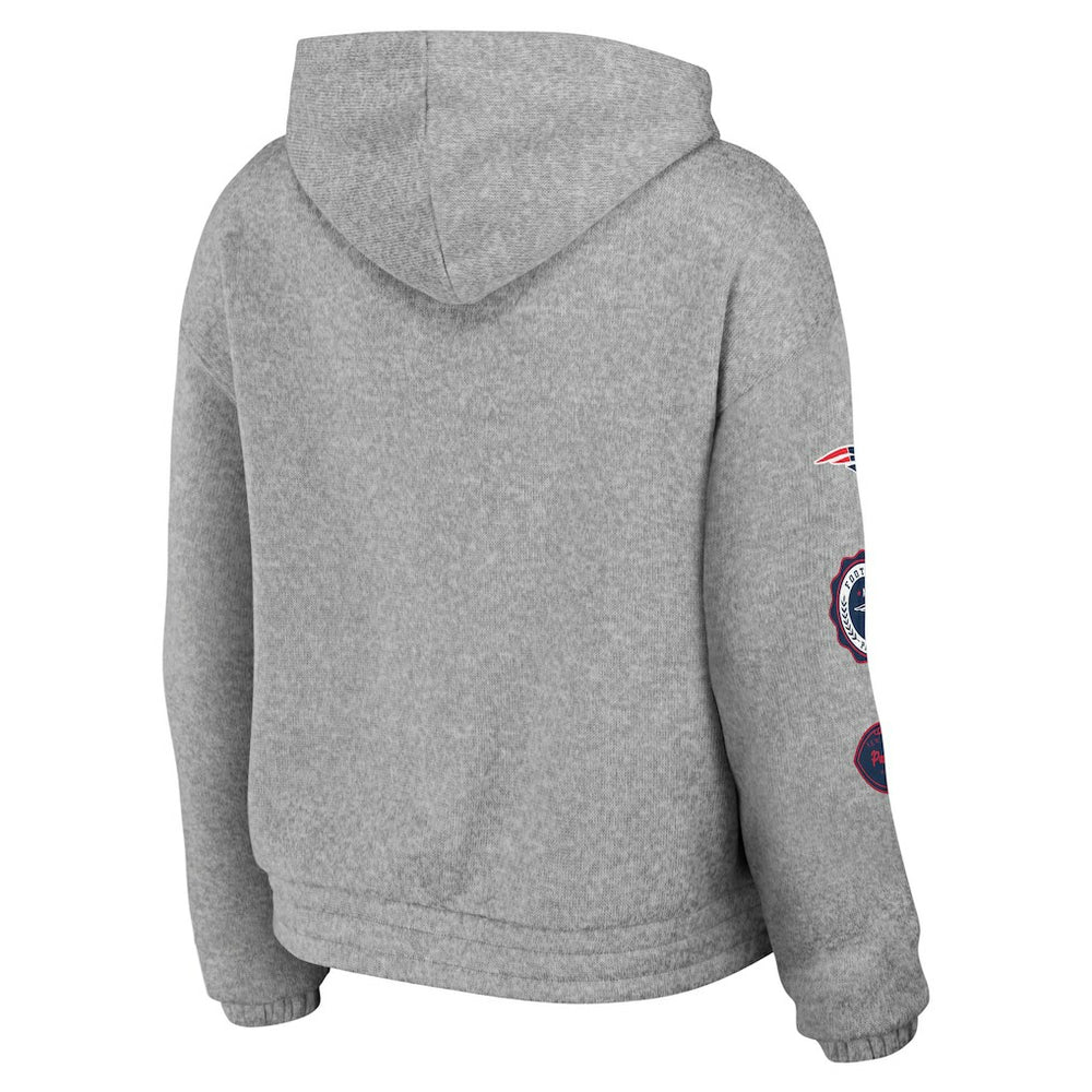 New England Patriots WEAR by Erin Andrews Women's Full-Zip Hoodie Heather Gray - NFL